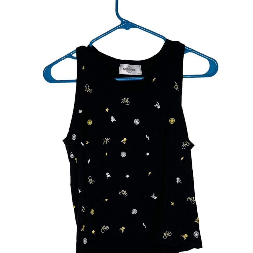 Soulcycle Skull Lightning Bolt Star Black Tank